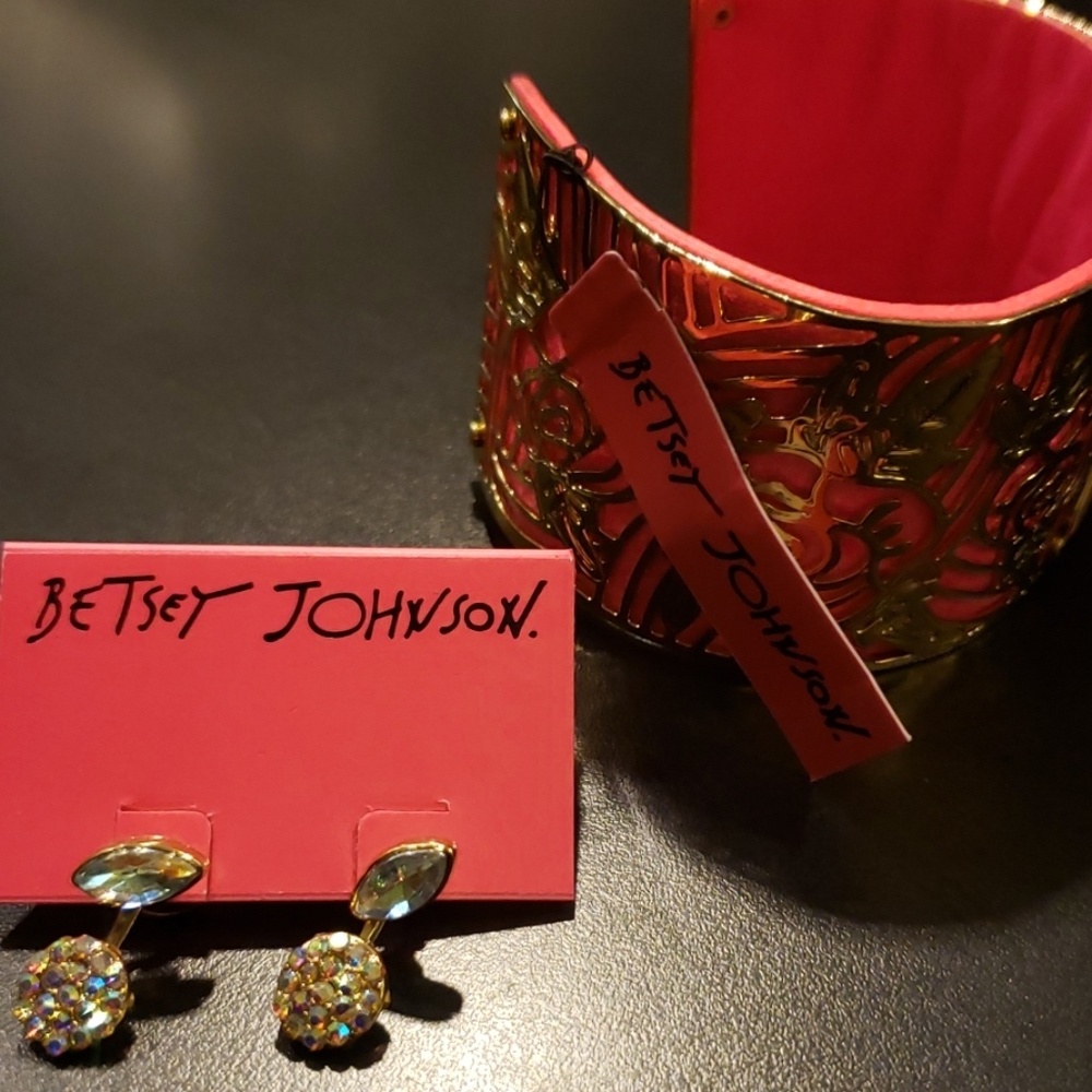 Betsey Johnson earrings and bracelet